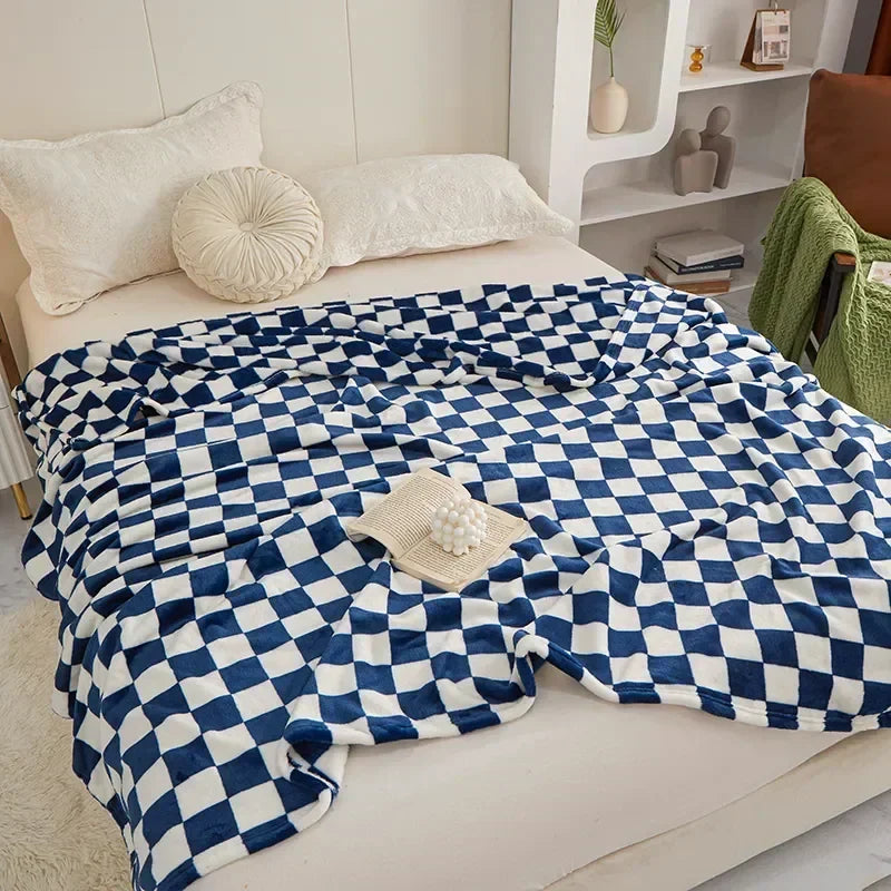 Coperta a Righe – Plaid Morbido con Motivo a Quadri per Divano e Letto