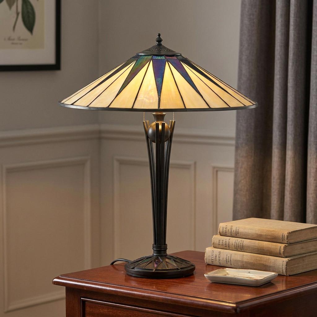 Interiors 1900 Lampada da Tavolo Tiffany 2 Luci Dark Star