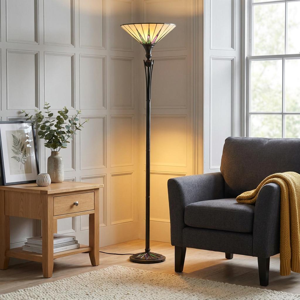 Lampada da Terra Tiffany Dark Star Uplighter Interiors 1900
