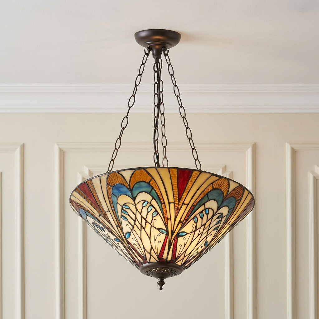 Interiors 1900 Hector Medium Lampada da Soffitto Tiffany Invertita