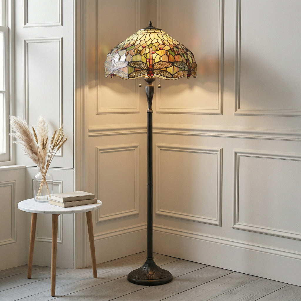 Lampada da terra Tiffany Green Dragonfly Interiors 1900