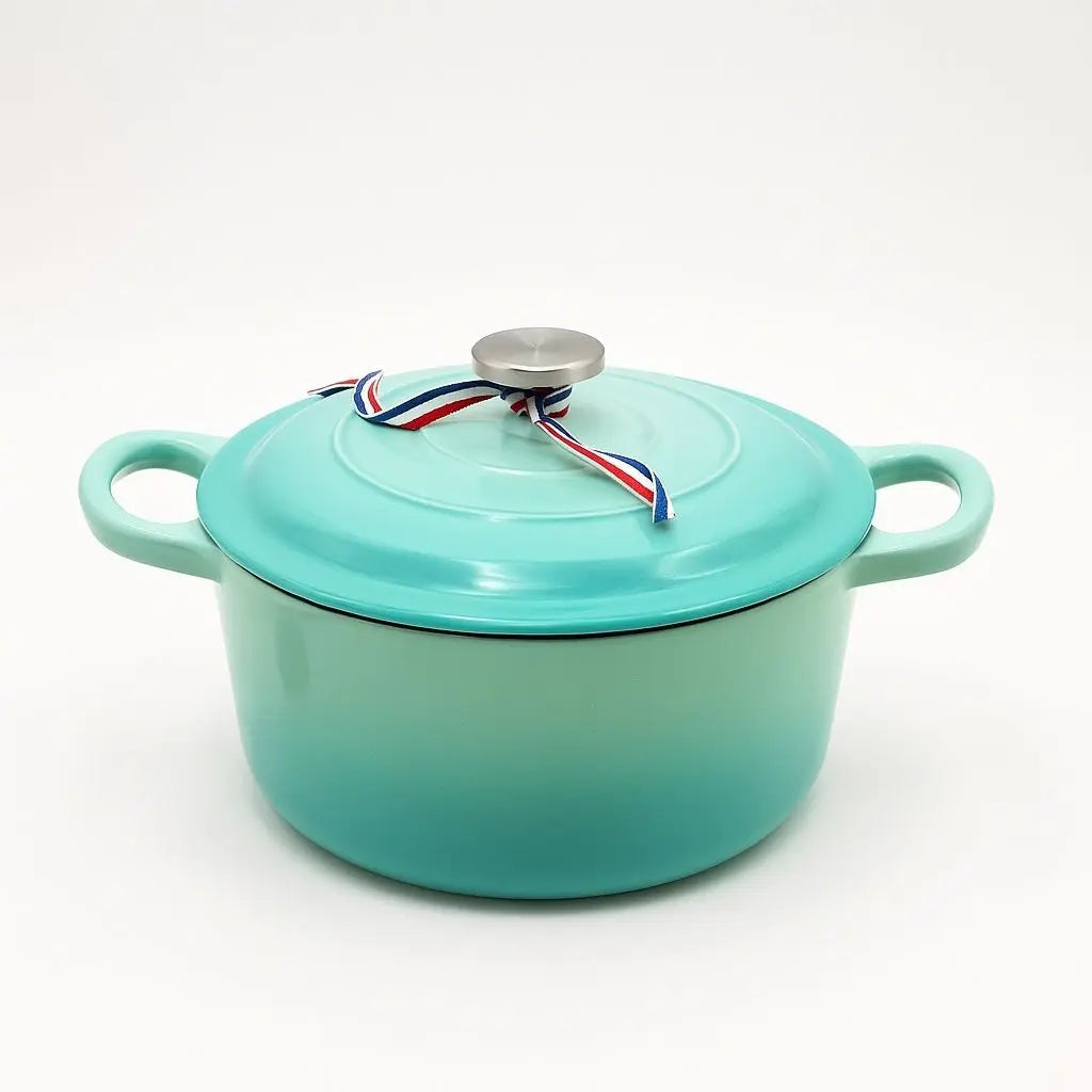Casseruola in Ghisa Smaltata con Coperchio – Pentola adatta per Induzione per Zuppe e Stufati