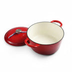 Casseruola in Ghisa Smaltata con Coperchio – Pentola adatta per Induzione per Zuppe e Stufati