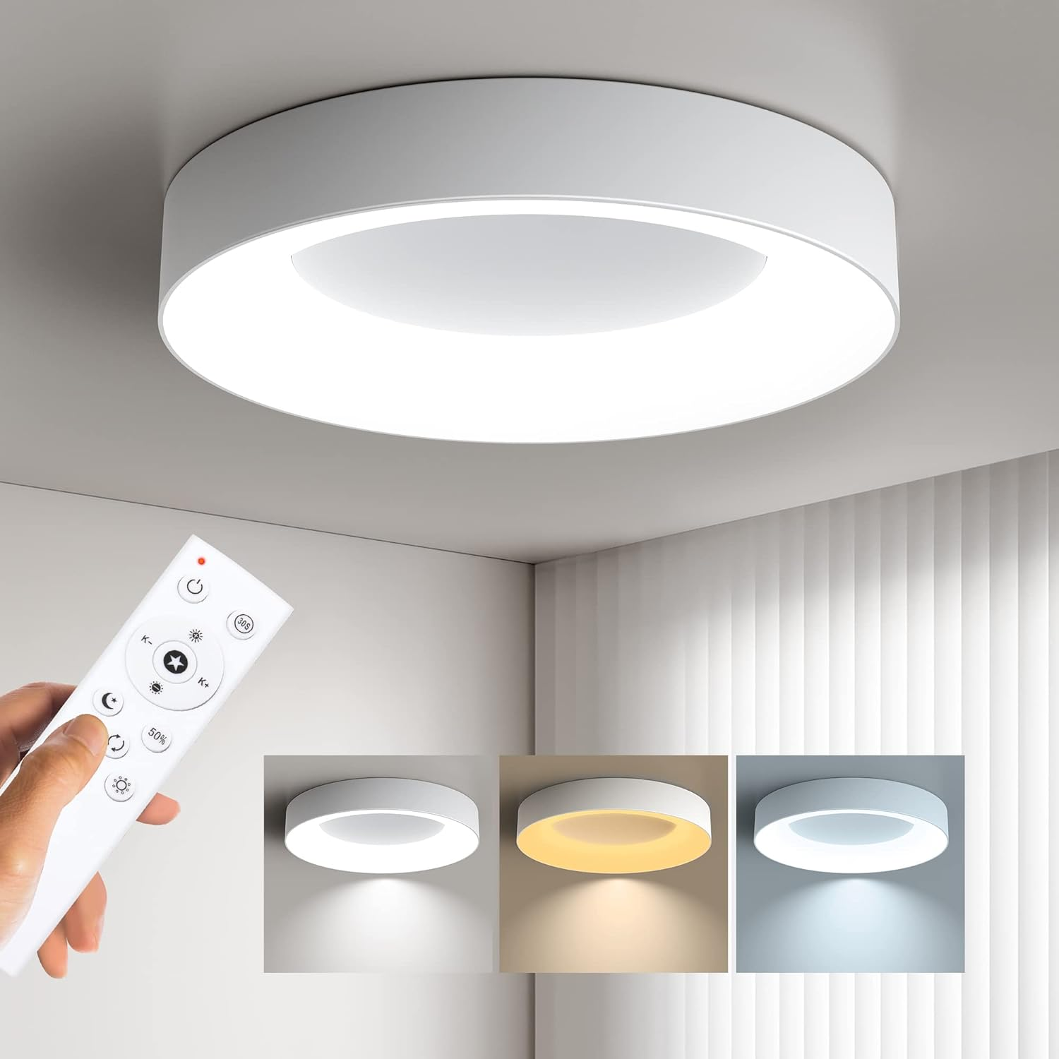 Lampada a soffitto Ismon – LED – Bianco – Ø 30 cm – Minimalista per soggiorni e corridoi
