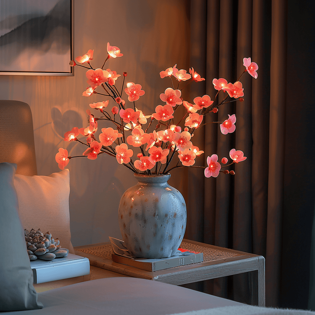 Ramo d'Olivo Illuminato e Decorazione di Fiori di Ciliegio