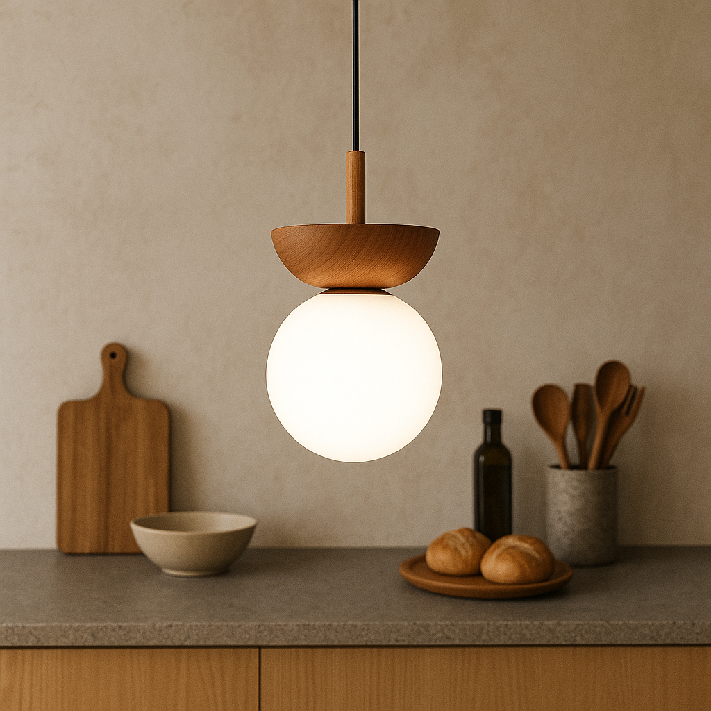 Lampada a Sospensione Globale in Legno Japandi