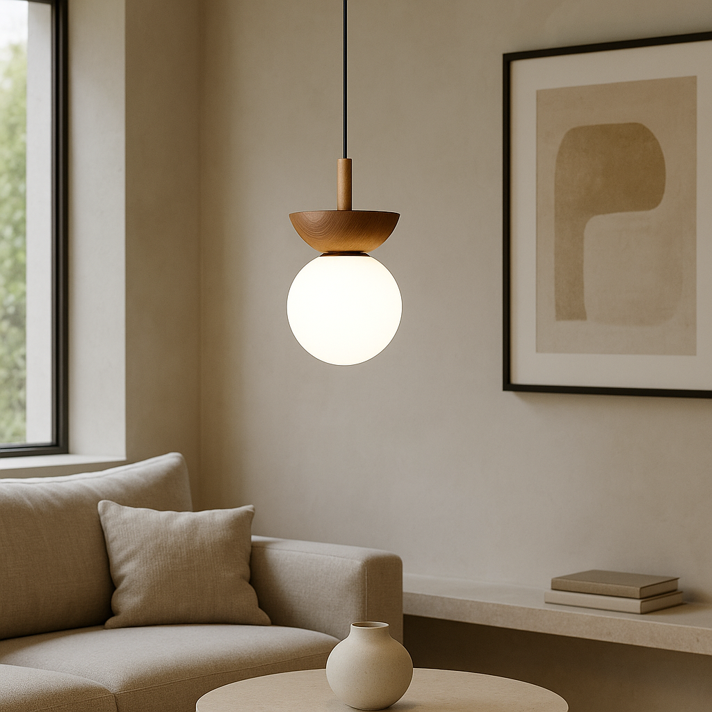 Lampada a Sospensione Globale in Legno Japandi