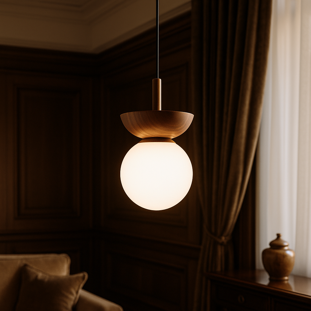 Lampada a Sospensione Globale in Legno Japandi