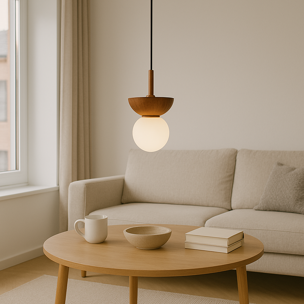 Lampada a Sospensione Globale in Legno Japandi