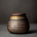 Vaso di Stoccaggio Sigillato in Ceramica Giapponese Fatto a Mano Wabi-Sabi