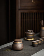Vaso di Stoccaggio Sigillato in Ceramica Giapponese Fatto a Mano Wabi-Sabi