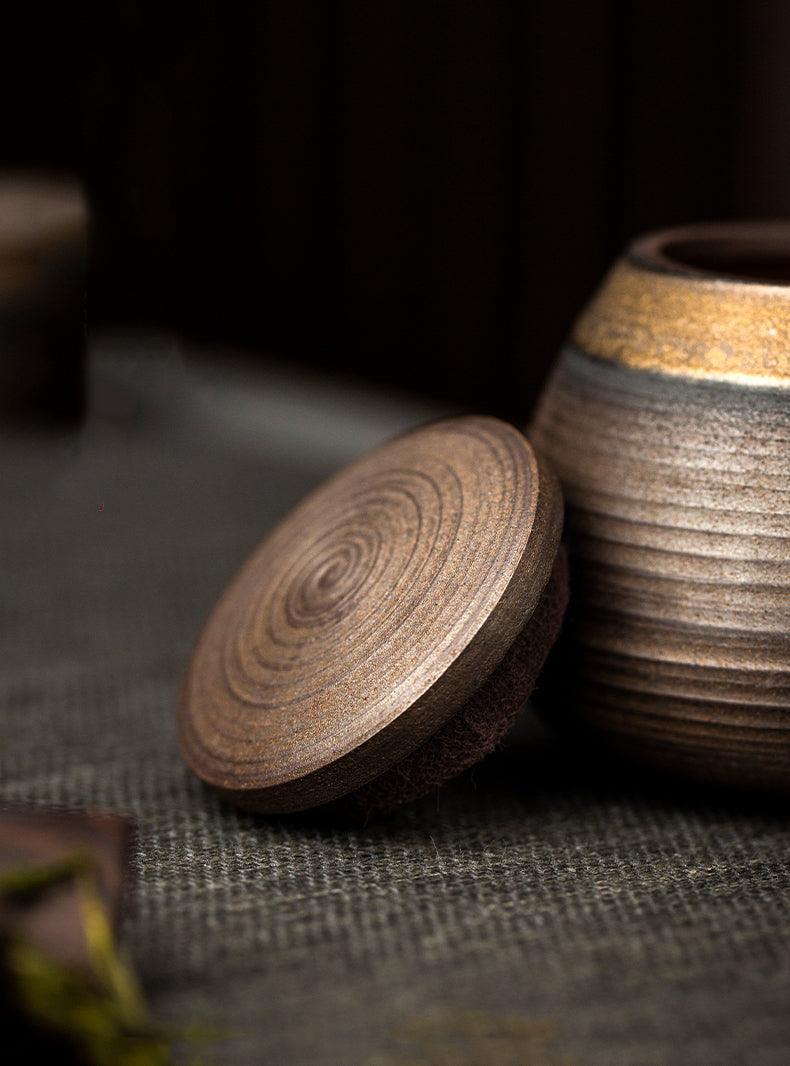 Vaso di Stoccaggio Sigillato in Ceramica Giapponese Fatto a Mano Wabi-Sabi