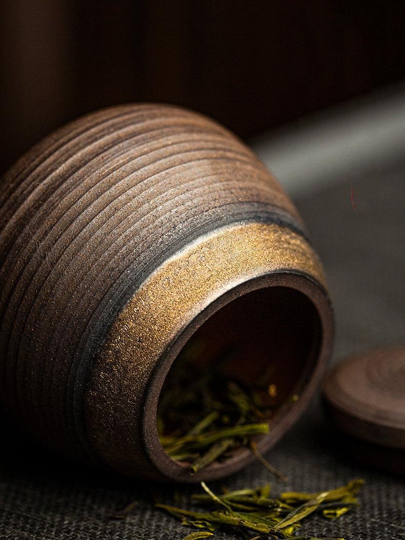 Vaso di Stoccaggio Sigillato in Ceramica Giapponese Fatto a Mano Wabi-Sabi