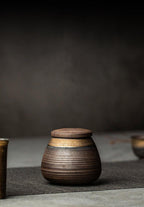 Vaso di Stoccaggio Sigillato in Ceramica Giapponese Fatto a Mano Wabi-Sabi