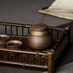 Vaso di Stoccaggio Sigillato in Ceramica Giapponese Fatto a Mano Wabi-Sabi