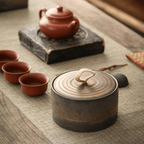 Vaso di Stoccaggio Artigianale Giapponese Wabi-Sabi con Corda di Canapa