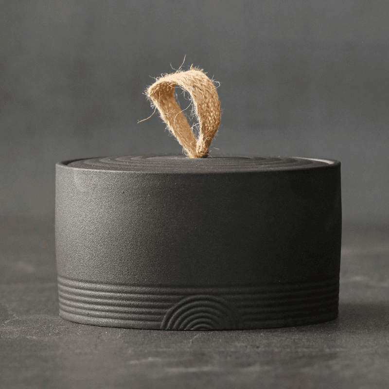 Vaso di Stoccaggio Artigianale Giapponese Wabi-Sabi con Corda di Canapa