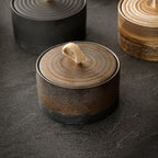 Vaso di Stoccaggio Artigianale Giapponese Wabi-Sabi con Corda di Canapa