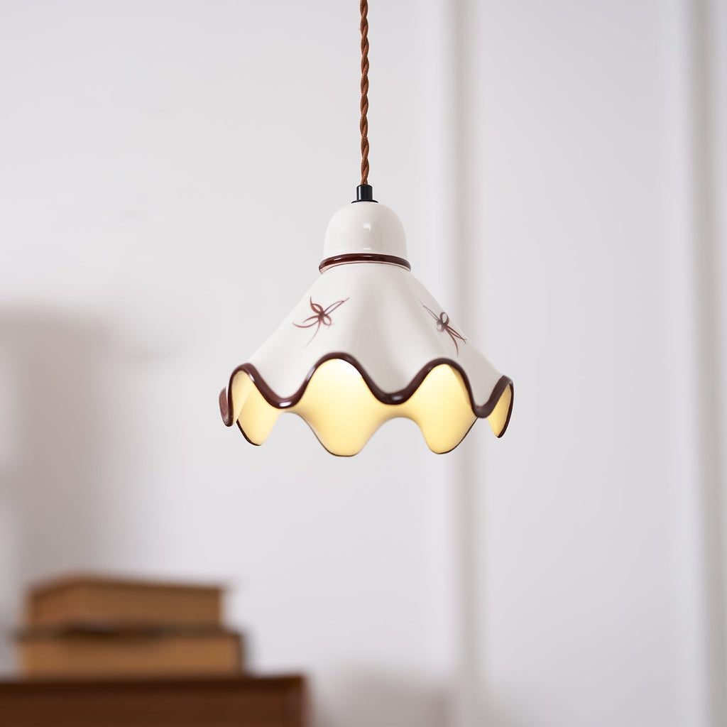 Lampada a sospensione Josiah – Ceramica – Bianca – Ø 30 cm – Charme Vintage