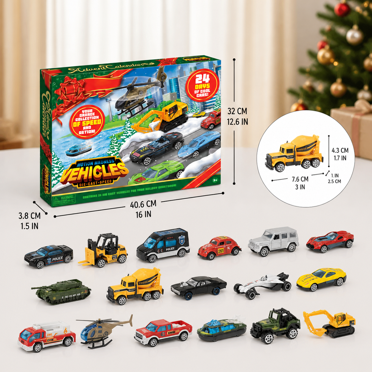 Calendario Avvento di Auto in Metallo per Bambini