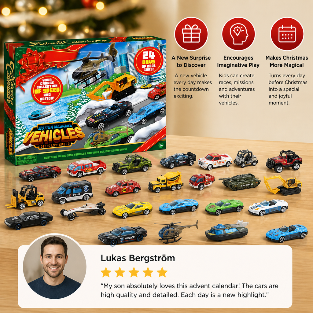 Calendario Avvento di Auto in Metallo per Bambini