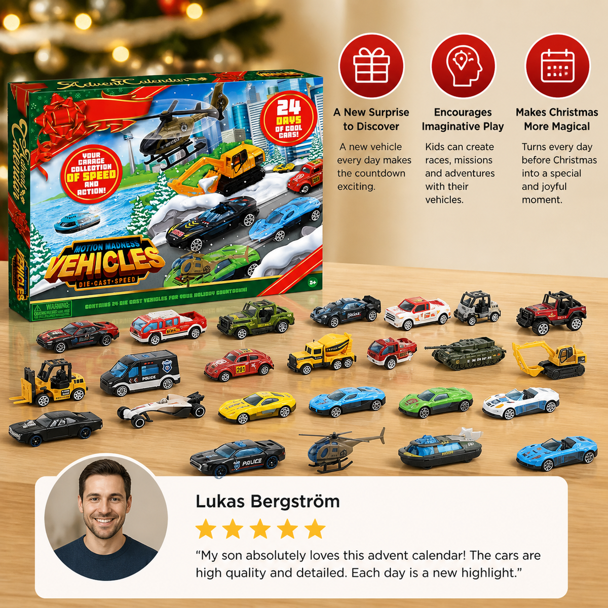 Calendario Avvento di Auto in Metallo per Bambini