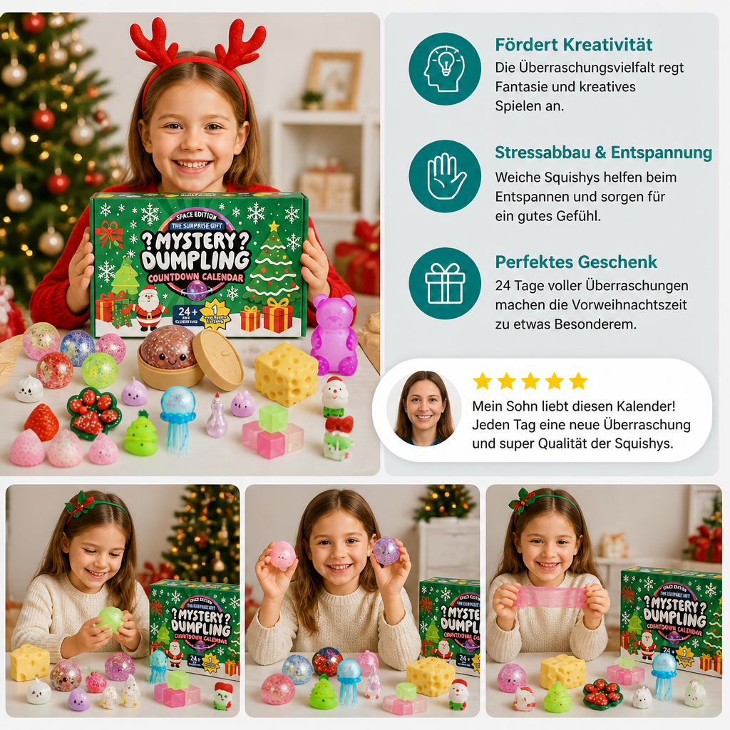 Calendario dell'Avvento Squishy di Natale per Bambini – 24 Giorni di Sorprese