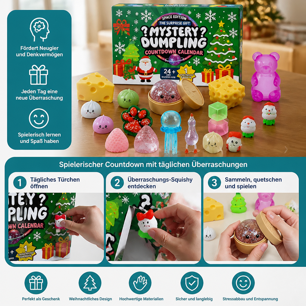 Calendario dell'Avvento Squishy di Natale per Bambini – 24 Giorni di Sorprese