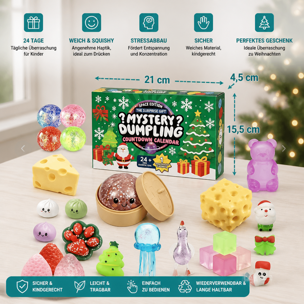 Calendario dell'Avvento Squishy di Natale per Bambini – 24 Giorni di Sorprese
