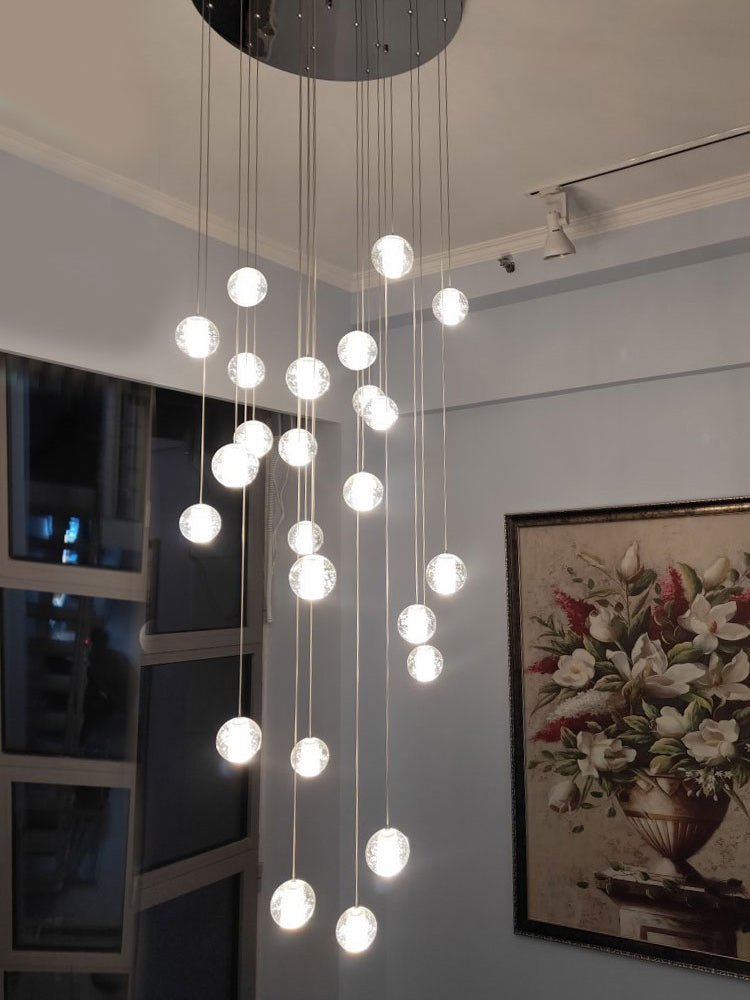 Lampada a sospensione con palline di vetro cristallo