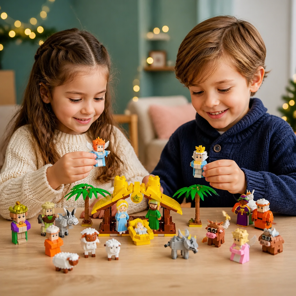 Calendario dell'Avvento con Mattoncini Presepe – 24 Giorni di Figure Natalizie