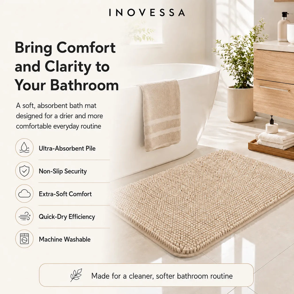 Tappetino da Bagno Assorbente in Chenille Kaelis