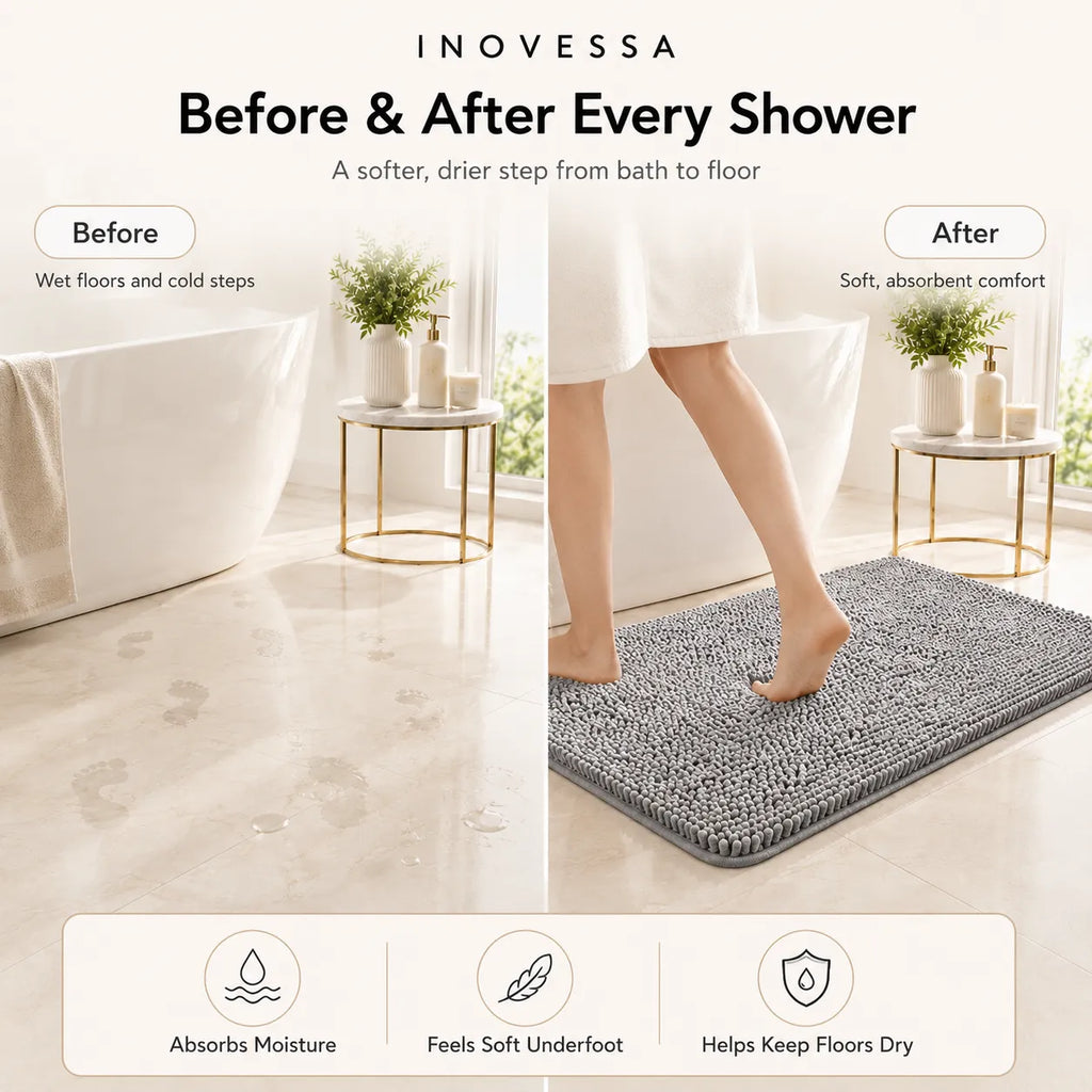 Tappetino da Bagno Assorbente in Chenille Kaelis