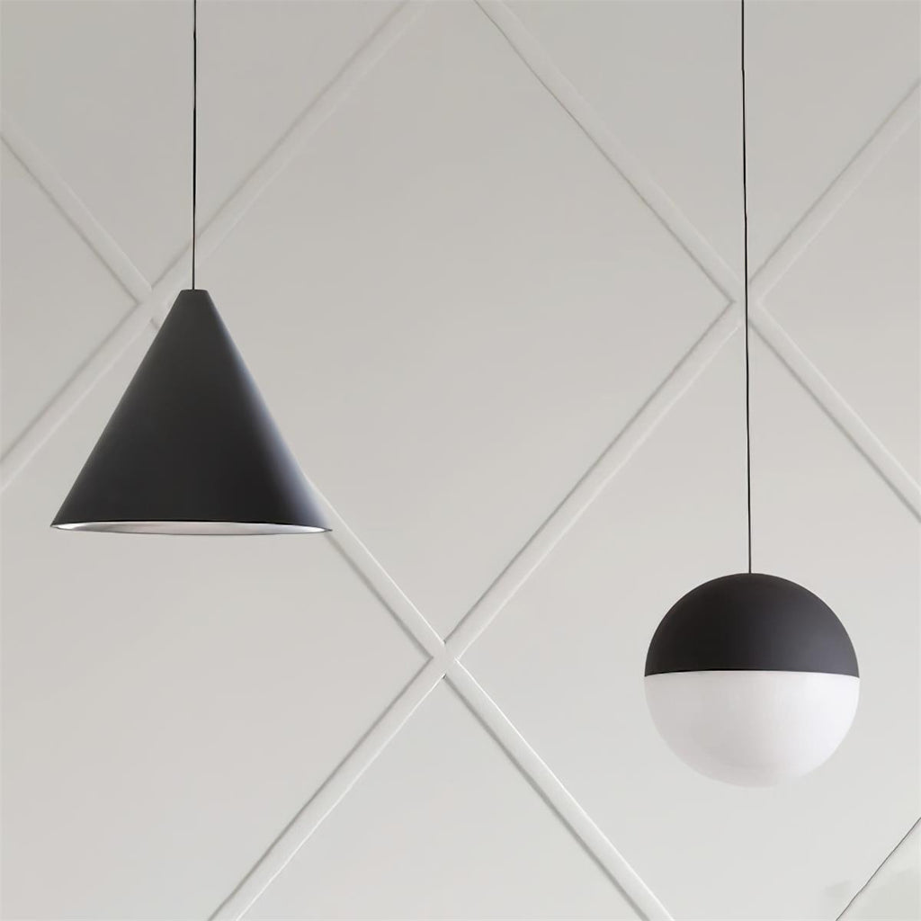 Lampada a Sospensione Pendenti in Metallo Nero Cono Industriale