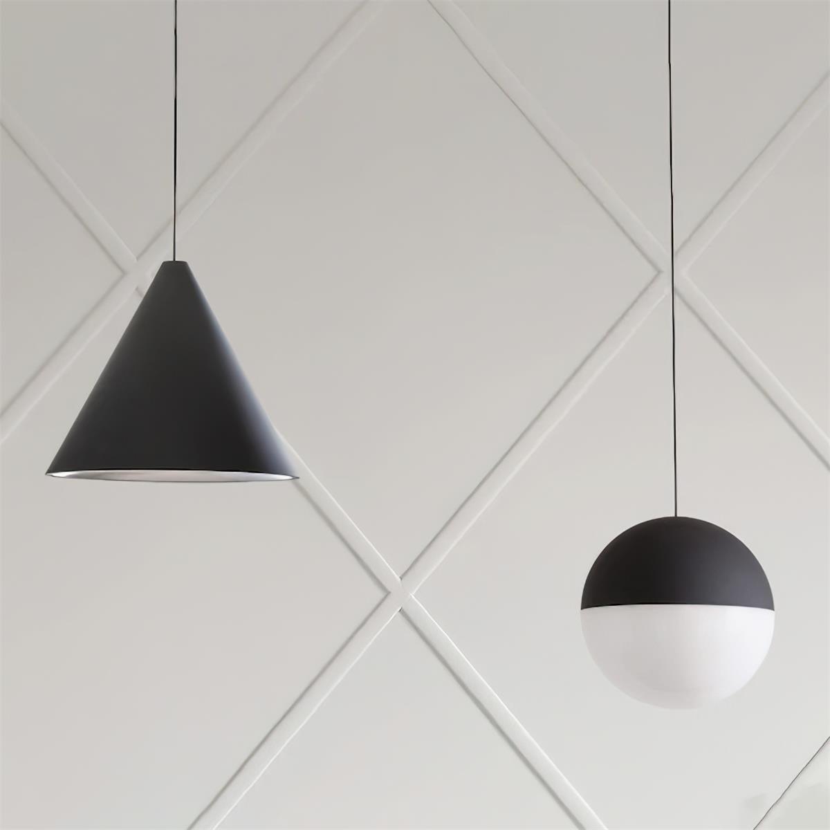 Lampada a Sospensione Pendenti in Metallo Nero Cono Industriale