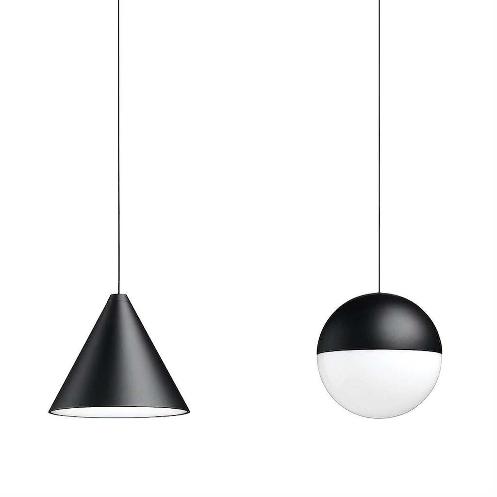 Lampada a Sospensione Pendenti in Metallo Nero Cono Industriale