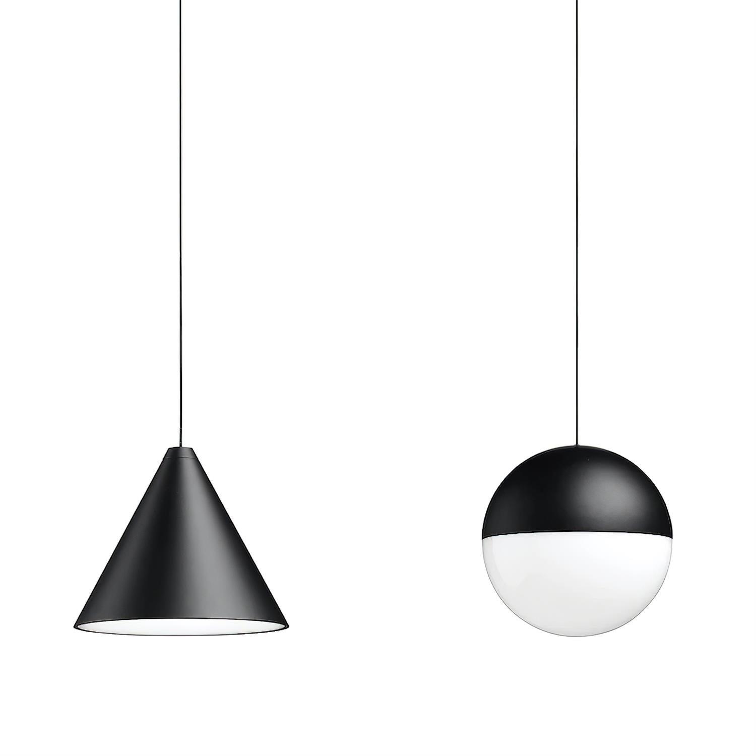 Lampada a Sospensione Pendenti in Metallo Nero Cono Industriale