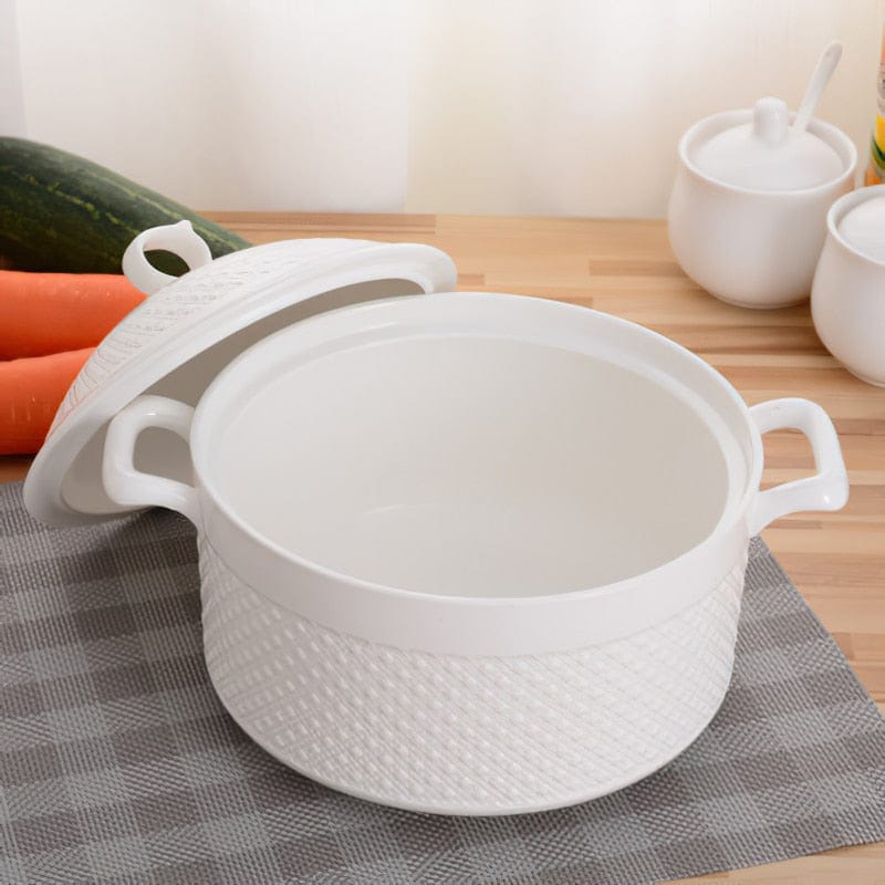 Casseruola in Ceramica con Coperchio – Pentola Bianca con Manici