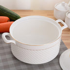 Casseruola in Ceramica con Coperchio – Pentola Bianca con Manici