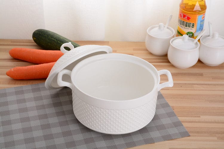 Casseruola in Ceramica con Coperchio – Pentola Bianca con Manici