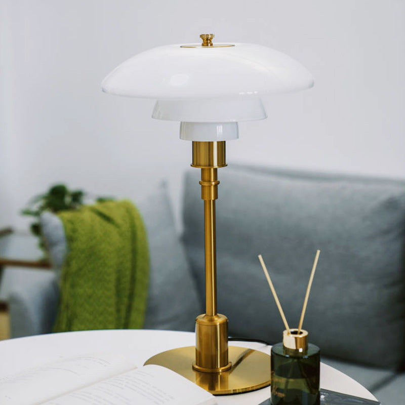 Lampada da Tavolo con Paralume in Vetro Vintage Danese