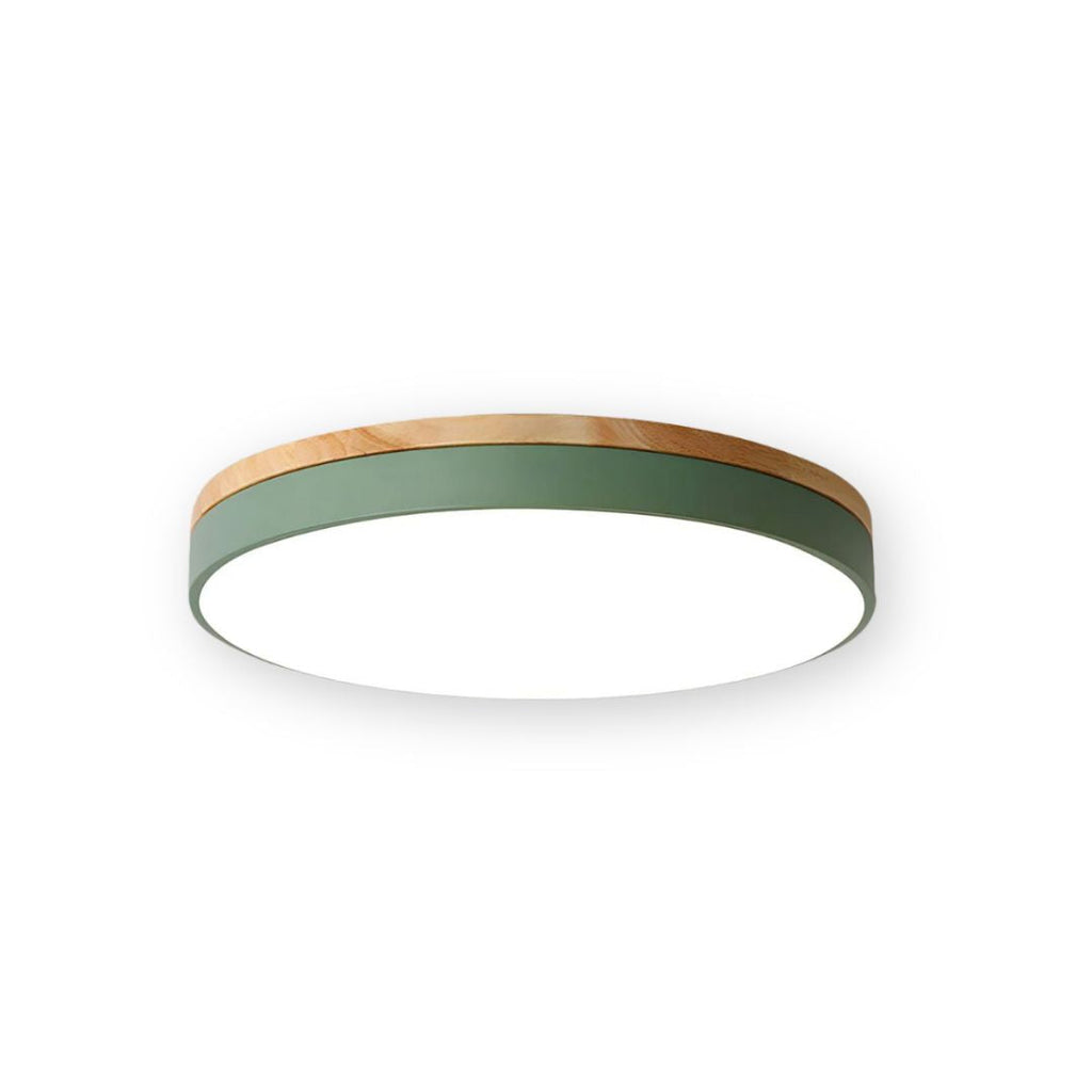 Lampada da soffitto Klingelige – Legno e acrilico – Verde – Ø40 cm – Moderna lampada LED da soffitto per soggiorno