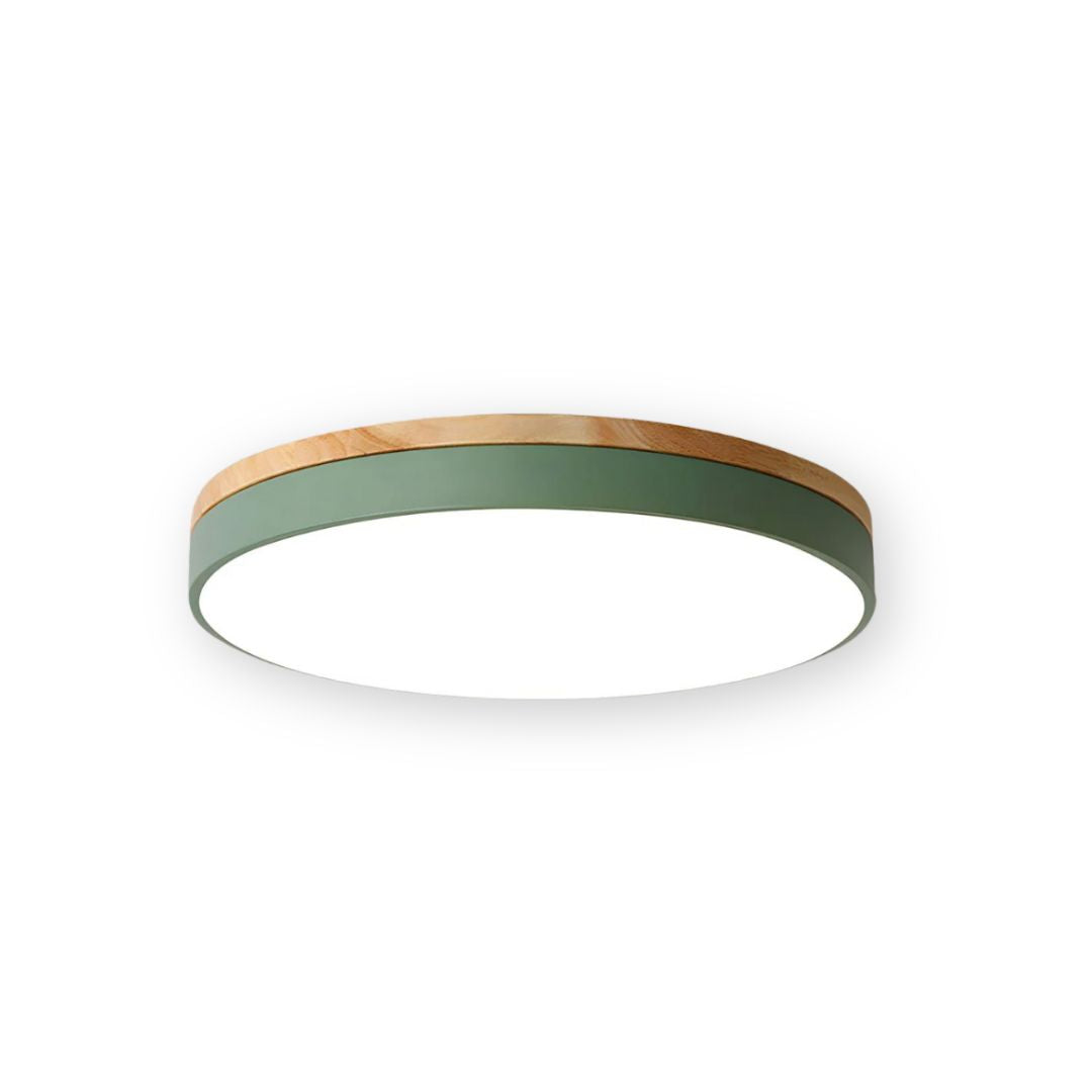 Lampada da soffitto Klingelige – Legno e acrilico – Verde – Ø40 cm – Moderna lampada LED da soffitto per soggiorno