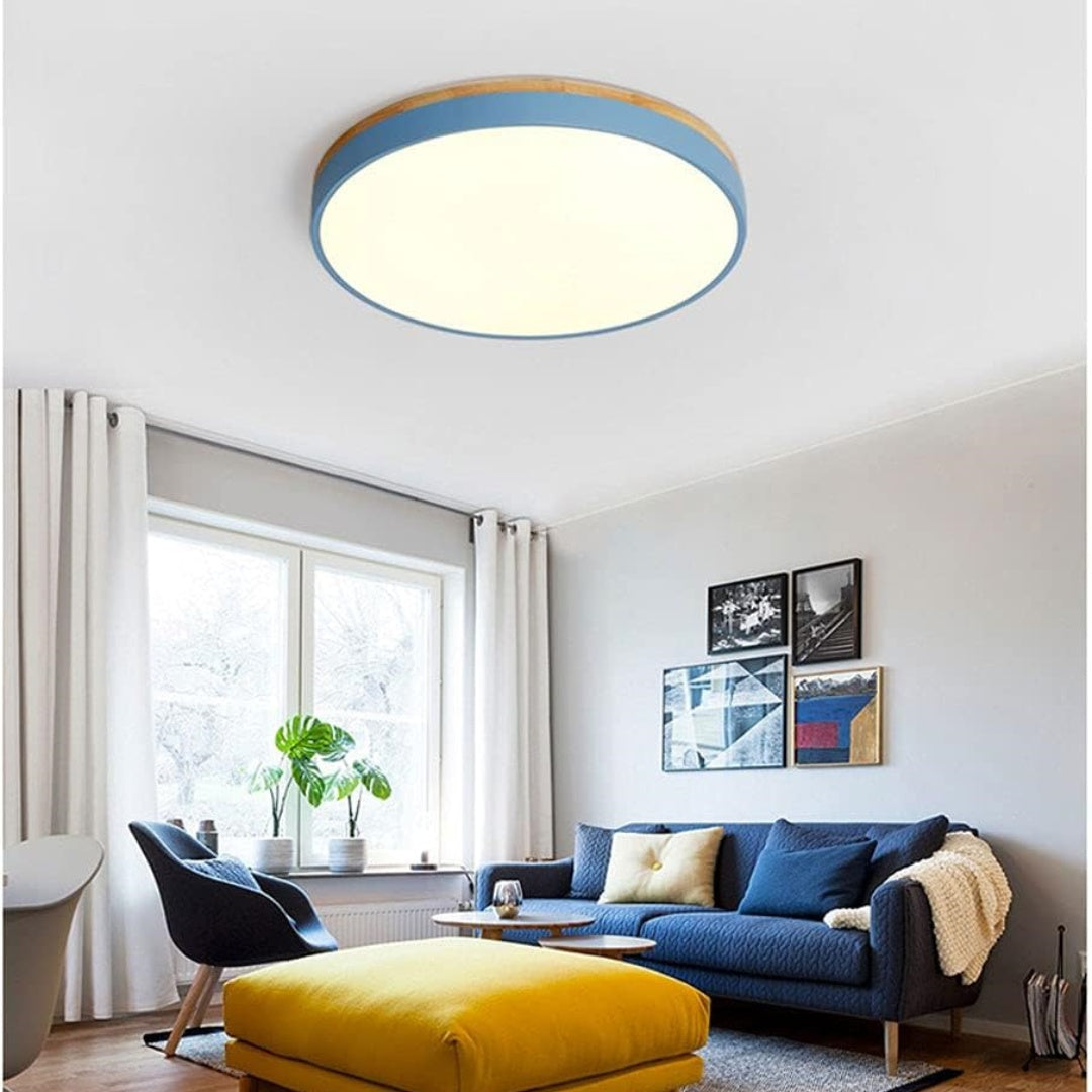 Lampada da soffitto Klingelige – Legno e acrilico – Verde – Ø40 cm – Moderna lampada LED da soffitto per soggiorno