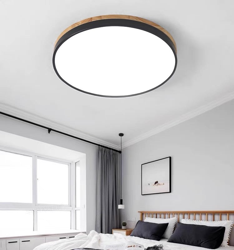 Lampada da soffitto Klingelige – Legno e acrilico – Verde – Ø40 cm – Moderna lampada LED da soffitto per soggiorno
