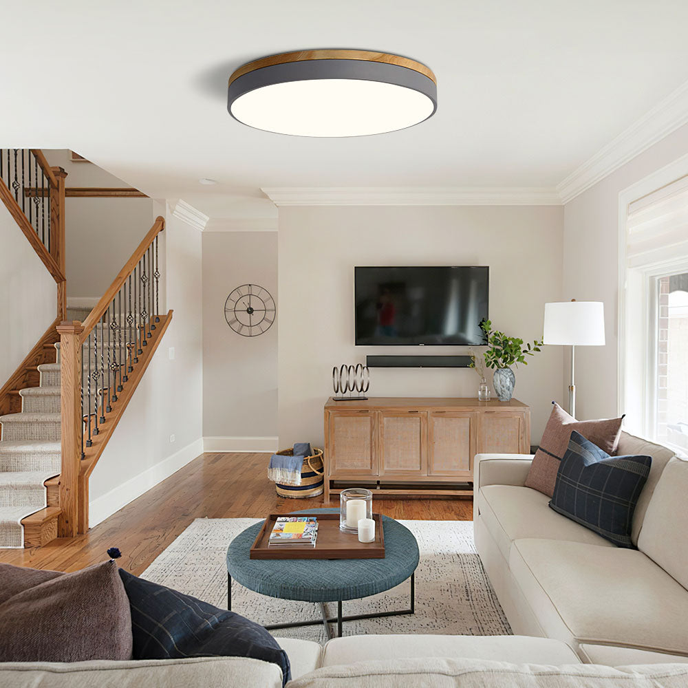 Lampada da soffitto Klingelige – Legno e acrilico – Verde – Ø40 cm – Moderna lampada LED da soffitto per soggiorno