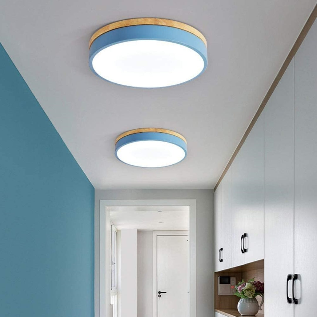 Lampada da soffitto Klingelige – Legno e acrilico – Verde – Ø40 cm – Moderna lampada LED da soffitto per soggiorno