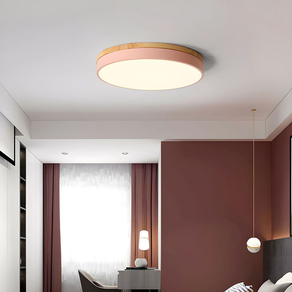 Lampada da soffitto Klingelige – Legno e acrilico – Verde – Ø40 cm – Moderna lampada LED da soffitto per soggiorno