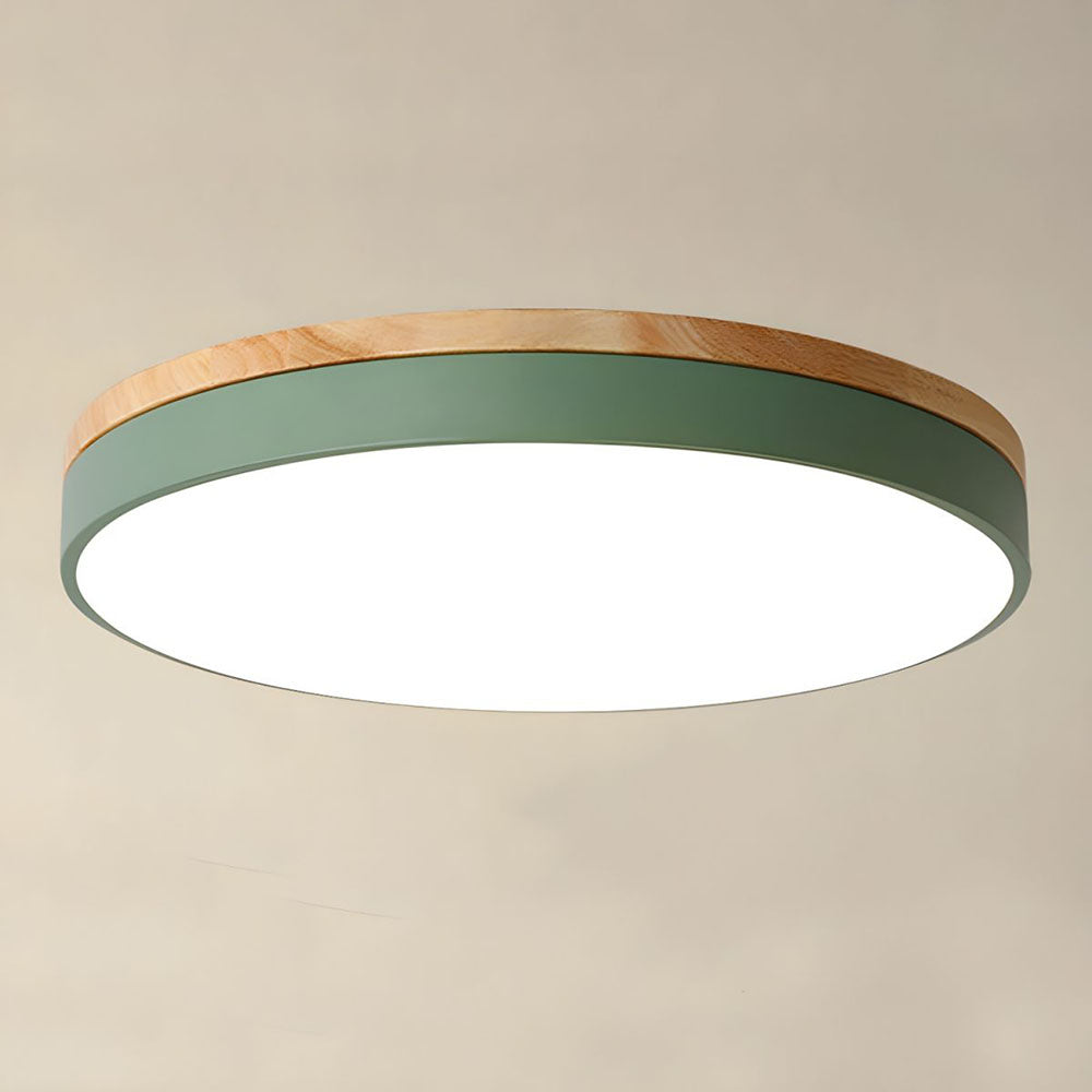 Lampada da soffitto Klingelige – Legno e acrilico – Verde – Ø40 cm – Moderna lampada LED da soffitto per soggiorno