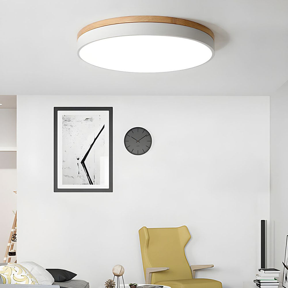 Lampada da soffitto Klingelige – Legno e acrilico – Verde – Ø40 cm – Moderna lampada LED da soffitto per soggiorno